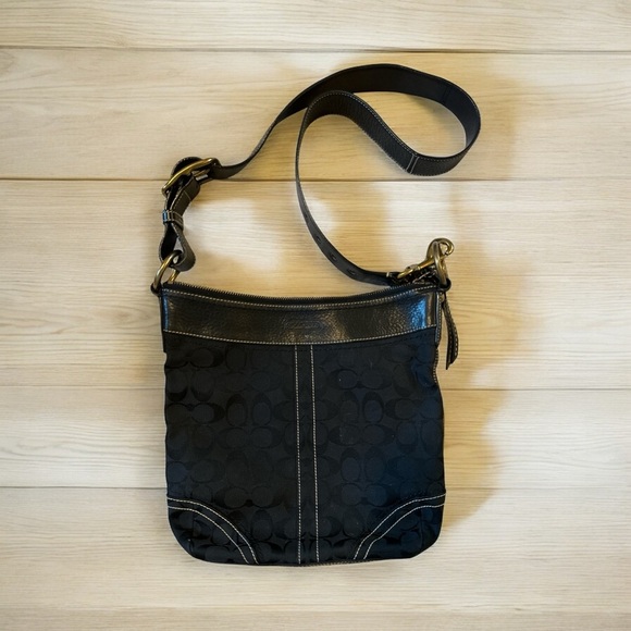 Coach Signature Black Crossbody Bag – Style M0943-10403 – 10.5”W x 10.5”H - Picture 3 of 10